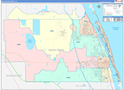 Indian River County Wall Map Color Cast Style